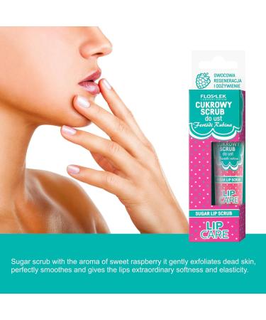 FLOSLEK Lip Scrub Fertodi Rubina - 14g | Natural Sugar Crystals | Beeswax & Shea Butter | Raspberry Flavour - Buy Online on GoSupps.com
