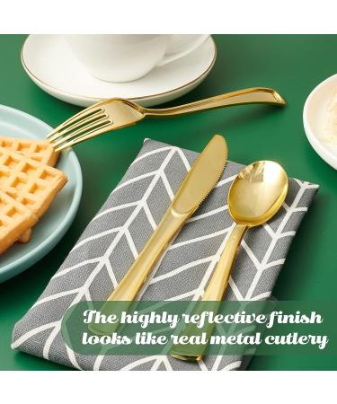 FOCUSLINE 300 Pack 6.8 Disposable Gold Plastic Spoons - Durable Cutlery for Catering, Parties, Weddings - Buy Online on GoSupps.com