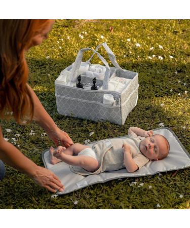 Comfy Cubs Baby Changing Mat - Portable Newborn Essentials Travel Pad Station for Mum and Dad - Grey Pattern - Buy Online on GoSupps.com