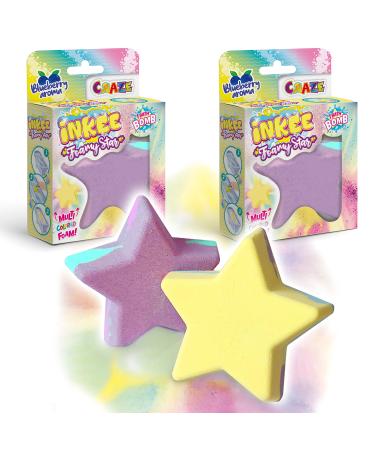 INKEE Foamy Star | Set of 2 bath bombs for children in star shape blueberry scented bath bombs 2 colours super creamy 2x Foamy Star