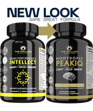 Nootropic Brain Booster Focus Supplement Clarity Memory Brain Vitamins With 40 Nootropics Phosphatidylserine Bacopa Monnieri Huperzine A DMAE Inositol L-Glutamine Selenium Choline DHA (1) - Buy Online on GoSupps.com