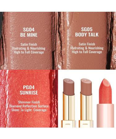 Oulac Lipsticks Set for Women - Orange Lipstick Kit Creamy Texture Hydrating Lip Vegan&Gluten-free Include Sensual Glow Satin Lipstick and Metallic Shine Lipstick (SG04+SG05+PG04) - Buy Online on GoSupps.com