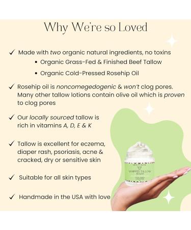 Organic Whipped Beef Tallow & Rosehip Oil - Natural Moisturizer Cream for Sensitive Skin - Unscented Body Butter 4 Fl Oz - Buy Online on GoSupps.com