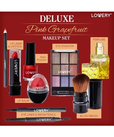 Luxury Birthday Gifts for Her - 30pc Pink Grapefruit Bath & Body Spa Set | Cosmetic Pencils Lip Balm Lotion Perfume & Rose Gold Bag - Buy Online on GoSupps.com