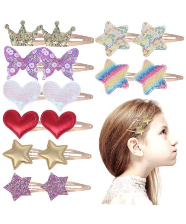 minkissy 8 Pairs Cute Hair Clips for Girls Barrettes for Kids Girls Hair Clips Hair Clips for Babies Star Hair Clips Christmas Hair Barrettes Cute Bobby Pin Issue Card Crown Alloy Baby