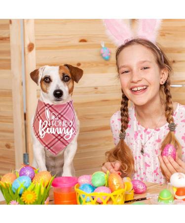 Easter Dog Bandanas 2 Pack - Pink Honey Bunny & Light Blue Happy Easter Plaid Bandanas for Dogs - Buy Online on GoSupps.com