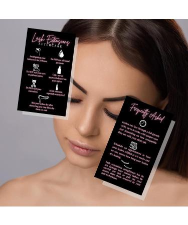 Lash Extension Aftercare Cards - 50 Pack | Eyelash Supplies | 2x3.5 inches Business Card Size | Black & Neon Pink Design - Buy Online on GoSupps.com