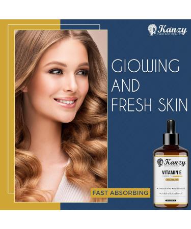 Buy Kanzy Organic Vitamin E Oil Drops 30ml - 100% Natural Anti-Aging & Anti-Wrinkle Solution for Face Nails & Hair - Buy Online on GoSupps.com