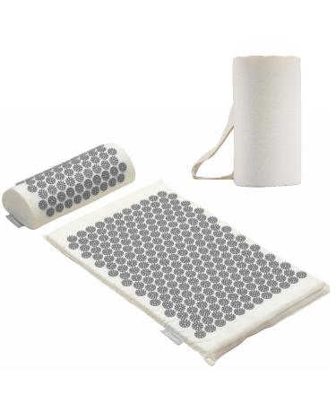 FITLEAP Akupressurmatte set with pillow massage mat for soothing relaxation and stimulation of the muscles acupuncture mat to relieve back and neck pain Standard/gray