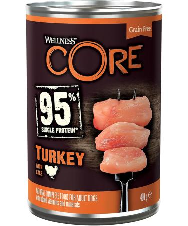 Buy Wellness Core 95% Turkey & Kale Wet Dog Food - Grain Free High Meat Content 6 x 400g Pack - Buy Online on GoSupps.com