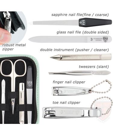 3 Swords Germany - brand quality 8 piece manicure pedicure grooming kit set in mint fashion leather case in gift box - Made by 3 Swords MINT - SYNTHETIC LEATHER - Buy Online on GoSupps.com