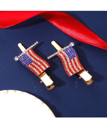 Patriotic Rhinestone Hair Clips - American Flag, Star, Heart Bows - Independence Day Accessories - Buy Online on GoSupps.com