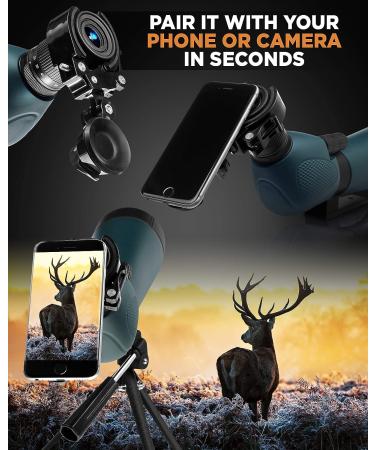 CREATIVE XP 20-60x80mm Waterproof Spotting Scope for Hunting, Target Shooting & Bird Watching - Includes Tripod & Phone Adapter - Green HD Optics - Buy Online on GoSupps.com