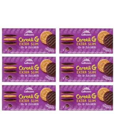 Italian Gourmet E.R. Galbusera Cereali G Pack of 6 extra-thin cereal fondant biscuits wrapped in dark chocolate 120g each pack contains 4 individual 30g portions