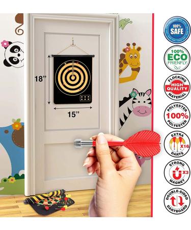 FUNGENIX Magnetic Dart Board for Kids - Indoor Outdoor Darts Game Set with 16pcs Magnetic Darts - Double Sided Board Games | Best Toys Gifts for Boys Ages 5-16 - Buy Online on GoSupps.com