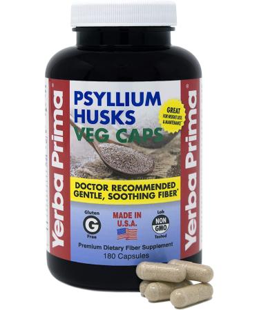 Yerba Prima Psyllium Husks Veg Caps - 180 Count, Pack of 2 | Dietary Fiber for Digestive Health - Buy Online on GoSupps.com
