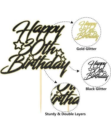 Sotpot Black Gold Glitter 30th Birthday Cake Topper Double Layers 30th Cake Topper for Woman Man 30th Birthday Party Cake Decoration Supplies - Buy Online on GoSupps.com