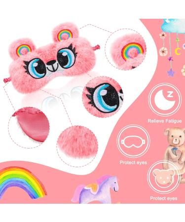 4 Pack Plush Animal Sleep Eye Mask Set - Unicorn, Cat, Cute Classic Styles for Kids & Adults - Soft Faux Fur Blindfold for Travel - Buy Online on GoSupps.com