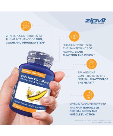 Cod Liver Oil 1000mg Softgels - EPA 80mg DHA 90mg - 4 Months Supply - Buy Online on GoSupps.com