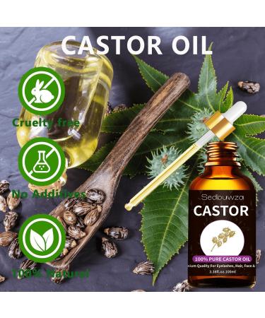 Organic Cold Pressed Castor Oil for Hair Eyelashes and Beard Growth - 3.38 fl oz Unrefined | Sedbuwza - Buy Online on GoSupps.com