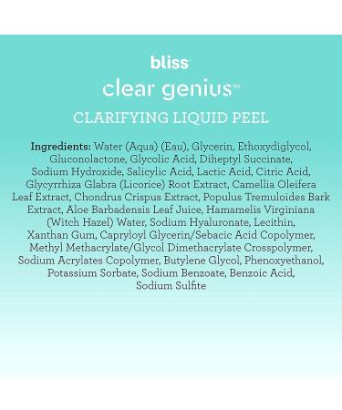Bliss Clear Genius Overnight Liquid Peel | Exfoliating & Pore-Clearing Treatment | Clean, Cruelty-Free & Vegan Formula | 1 fl oz - Buy Online on GoSupps.com