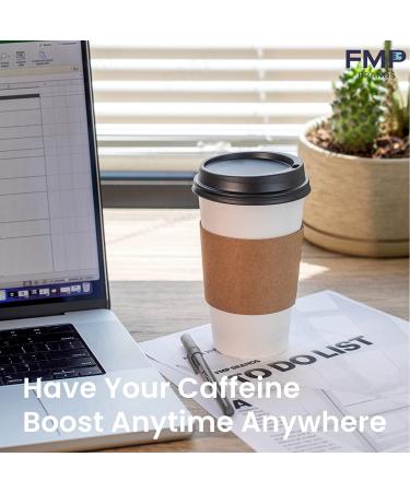 50 Pack 16 oz White Paper Coffee Cup with Black Dome Lid and Kraft Sleeve Combo - Buy Online on GoSupps.com