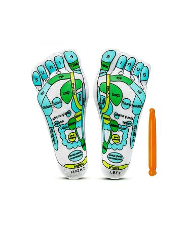 Acupressure Reflexology Socks for Women and Men Foot Massage Socks Five Toe Separate Socks Cotton Reflexology Acupressure Charts in English Spanish Rod Included