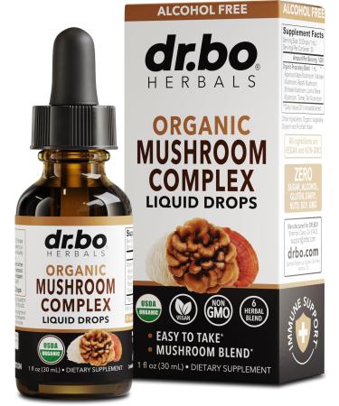 Organic Lions Mane Mushroom Complex - Mushroom Supplement Liquid Drops Tincture for Focus Fog Brain Health Supplements - Vegan Herbal Organic Lion's Mane Mushrooms Reishi Turkey Tail Extract 1oz