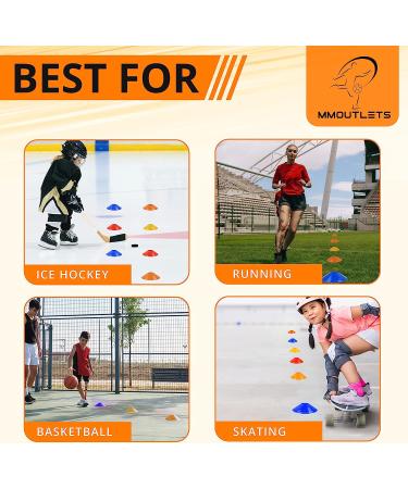 MMOutlets Soccer Cones for Drills with Mesh Bag & Strap-Flexible  Heavy-Duty Sports Cones for Soccer Practice  Basketball  Fitness Training- Agility Cone Sports for Indoor & Outdoor Games Multi Color 40 - Buy Online on GoSupps.com