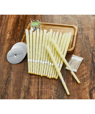 Rimiko 16-Piece Ear Candles Set Organic Beeswax Ear Wax Remover Non-Toxic Includes Protective Slices & Cotton Swabs + Free Detox Foot Pads - Buy Online on GoSupps.com