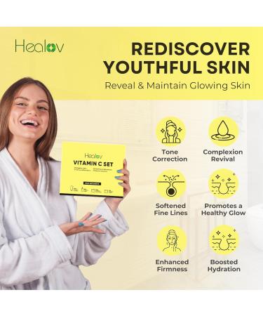 Vitamin C Skincare Set - Hydrating Cleanser Exfoliating Scrub Face Cream & Anti-Aging Serum - Brighten Dull Skin & Reduce Wrinkles - Travel Kit for Youthful Complexion - Buy Online on GoSupps.com