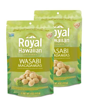 Royal Hawaiian Orchards Wasabi Macadamia Nuts, Gluten-Free, Vegan, Non-GMO, Kosher - 4 Oz (Pack of 2) Wasabi 4 oz (Pack of 2)