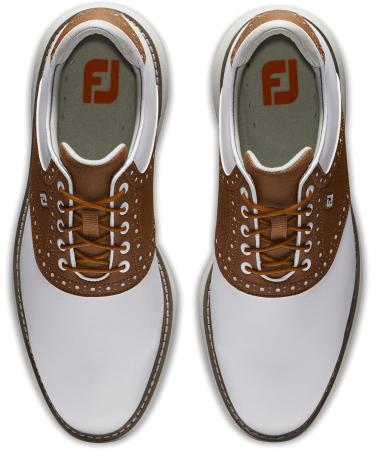 Buy FootJoy Men's Traditions Golf Shoe - White/Brown 10 EU Wide | International Shipping Available - Buy Online on GoSupps.com