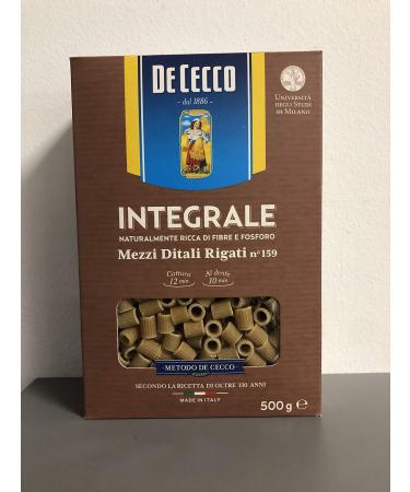 De Cecco De Cecco Mezzi Ditali Rigati Integrali n 159 Italian Pasta 500 g