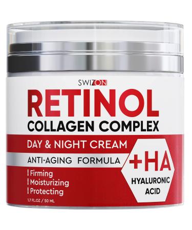 Premium Retinol Cream for Face - Effective Help for Fine Lines, Sun Damage, Dryness - Anti Wrinkle Cream for Face with Collagen, Vitamins, Hyaluronic Acid - Day and Night Retinol Moisturizer for Face 1.7 Fl Oz (Pack of 1)