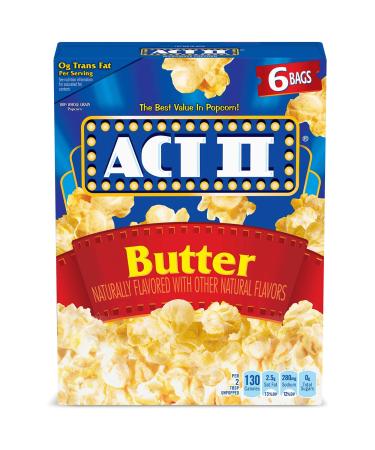 ACT II Butter Microwave Popcorn, 6-Count 2.75-oz. Bags (Pack of 6)