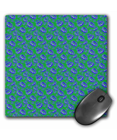 3dRose Two Kisses Collided Lip Bold Blue Lips Pattern - Mouse Pads (mp_357237_1)