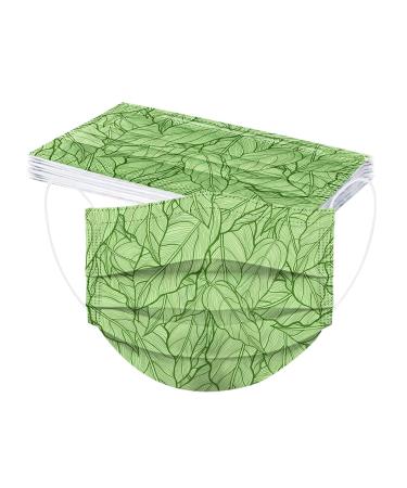 10PC Adults Leaves Pattern 3 Ply Disposable_Face_Mask Breathable Elastic Earloops for Men Women Daliy Use