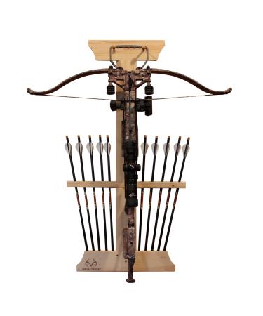 Rush Creek Creations Real tree Crossbow and 10 Arrow Bow Rack - 4 Minute Assembly - Extra Large Pegs , 18.5"L x 1.5"W x 36"H