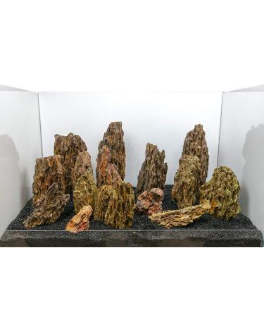 Dragon Stone Aquarium Rock Decor - Scaly Greenish Surface Asian Style Rock - Creates An Amazing Aquarium Landscape - Ohko Rock (60 cm Set: 9 natural stones approx. 5 kg)