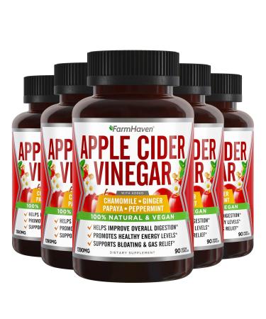 Apple Cider Vinegar Capsules with Ginger Papaya & Chamomile | 1390mg | Supports Digestion Immunity | Like with Mother | Non-GMO & 100% Natural | 450 Capsules