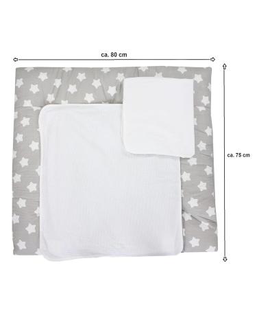Buy Tuptam Changing Pad with 2 Terry Trains - Gray Large White Stars (75x80 cm) | International Shipping Available - Buy Online on GoSupps.com