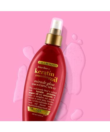 OGX Frizz-Free + Keratin Smoothing Oil Miracle Gloss Spray 5 in 1 De-frizz & Shiny Hair Argan Oil - Buy Online on GoSupps.com