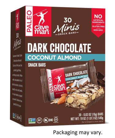 Caveman Foods Dark Chocolate Almond Coconut Mini Snack Bars, 30 Count