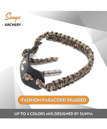 SUNYA Archery Bow Wrist Sling - 550 Paracord Strap with Full Grain Leather Yoke - Expedition Camo - Buy Online on GoSupps.com