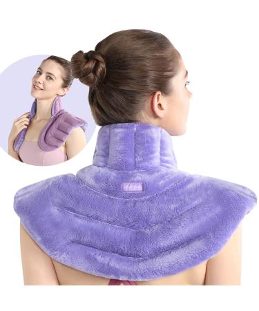 SuzziPad Microwave Heating Pad for Neck and Shoulders, Weighted Neck and Shoulder Wrap for Pain Relief and Spasm, Heated Neck Wrap with Herbal Aromatherapy, Moist Heat Neck Warmer Hot & Cold Compress Purple - Aromatic Heat
