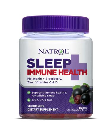 Natrol Sleep Immune Health Melatonin and Elderberry - 50 Gummies