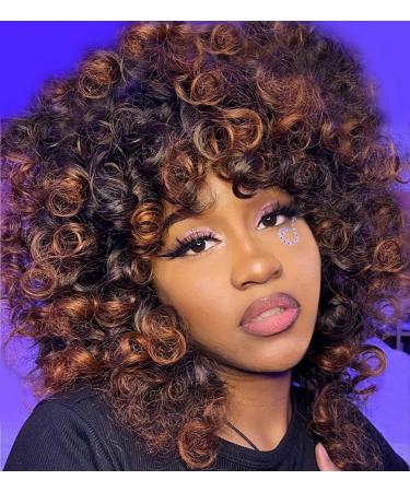 Porsmeer Afro Wig for Women | Black Brown Synthetic Curly Bob Wig with Ponytail | Ideal for Halloween Cosplay & Costumes - Buy Online on GoSupps.com