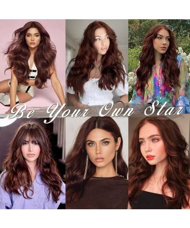 Buy BARSDAR 50 cm Clip In Hair Extensions - Long Wavy Thick & Natural Soft Synthetic - Copper Chestnut for Women & Girls - Buy Online on GoSupps.com