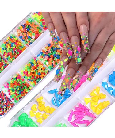 3120Pcs Diamond Nails Rhinestones for Nail Art | Colorful Fluorescence Rhinestones with Tweezers and Pen | Multi Shapes Clear AB Gemstones for Women DIY Craft - Buy Online on GoSupps.com
